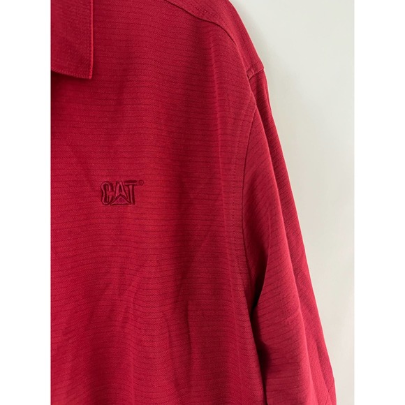 CAT Caterpillar Gift Uniform Polo Shirt Top Embroidered Large Red Collar Button - Picture 5 of 7